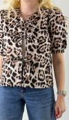 Leopard print frilled blouse