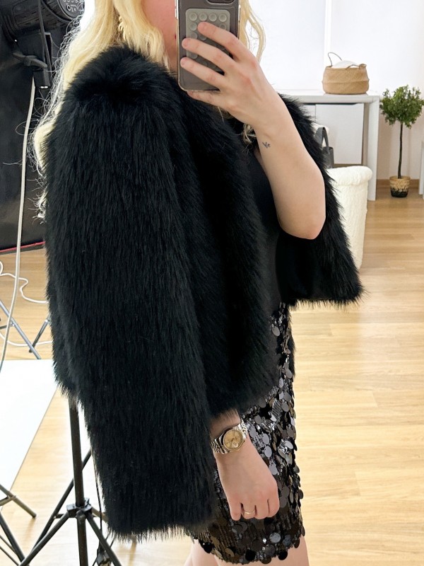 Black faux fur jacket