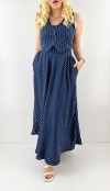 White striped navy vest skirt set